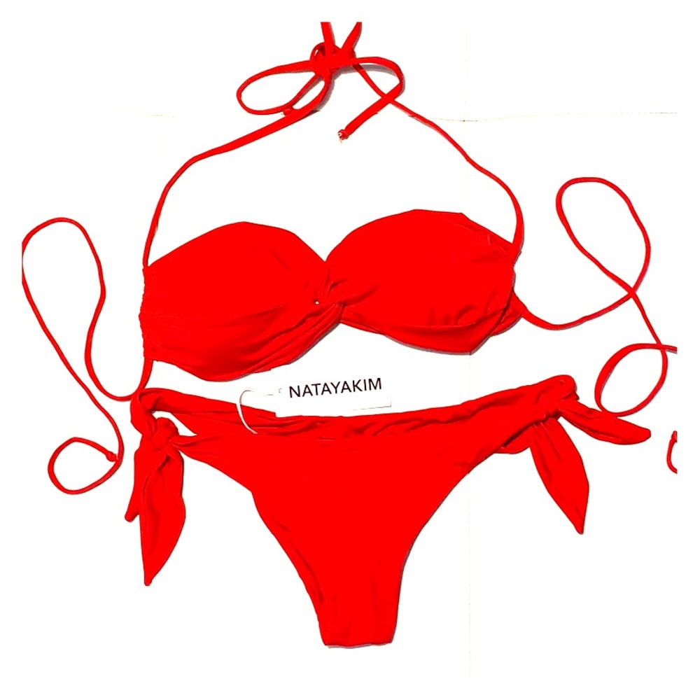 NATAYAKIM designer red swimwear bikini XS